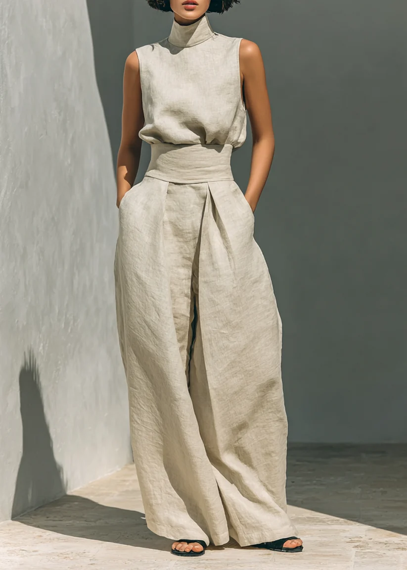 Cassia - Ensemble 2 Pièces Minimaliste Blouse Sans Manches & Pantalon Large 1 (Copy)