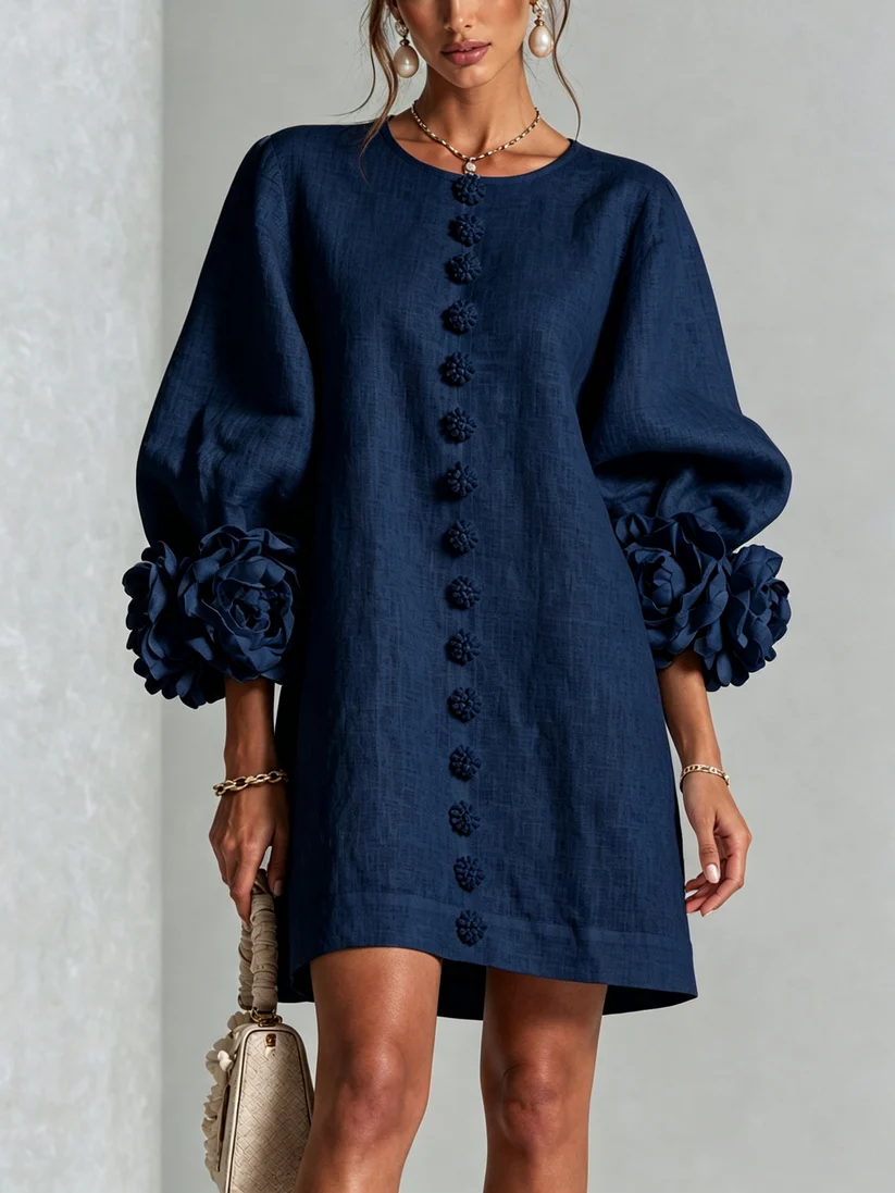 Lolita — Robe Courte à Boutons & Manchettes Fleuries 2