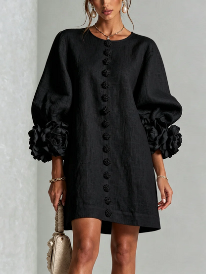 Lolita — Robe Courte à Boutons & Manchettes Fleuries 2